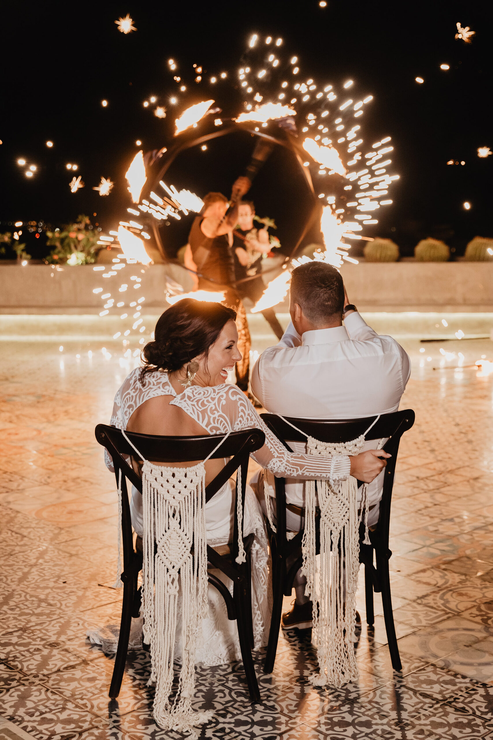 Wedding at Sandos Finisterra los Cabos fire dancing