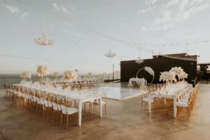 Wedding reception setup at The Cape Rooftop in Los Cabos
