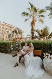 bride and groom toasting