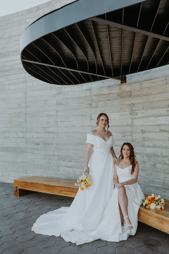 Two brides at their wedding