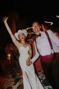 Bride and groom dancing
