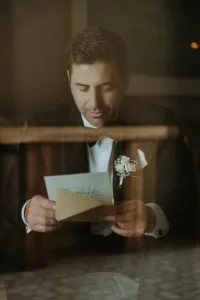 Groom reads vows before the ceremony