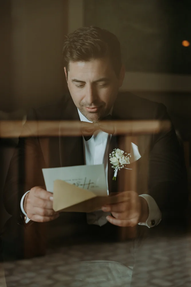 Groom reads vows before the ceremony