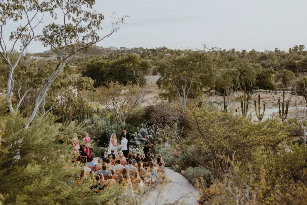 Ceremony overview of a ceremony with Los Cabos desert at AGAVE