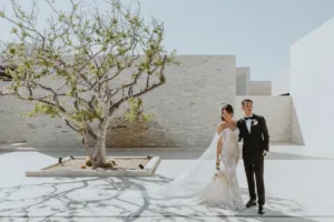 Bride and groom at Nobu Los Cabos
