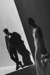Bride and groom portrait it black and white